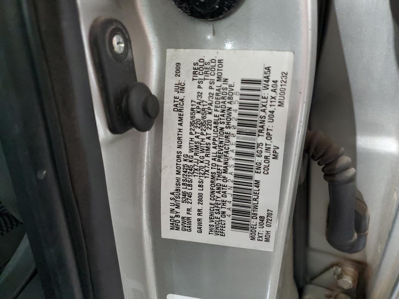 2010 Mitsubishi Endeavor Ls VIN: 4A4JN2AS2AE002458 Lot: 64188844