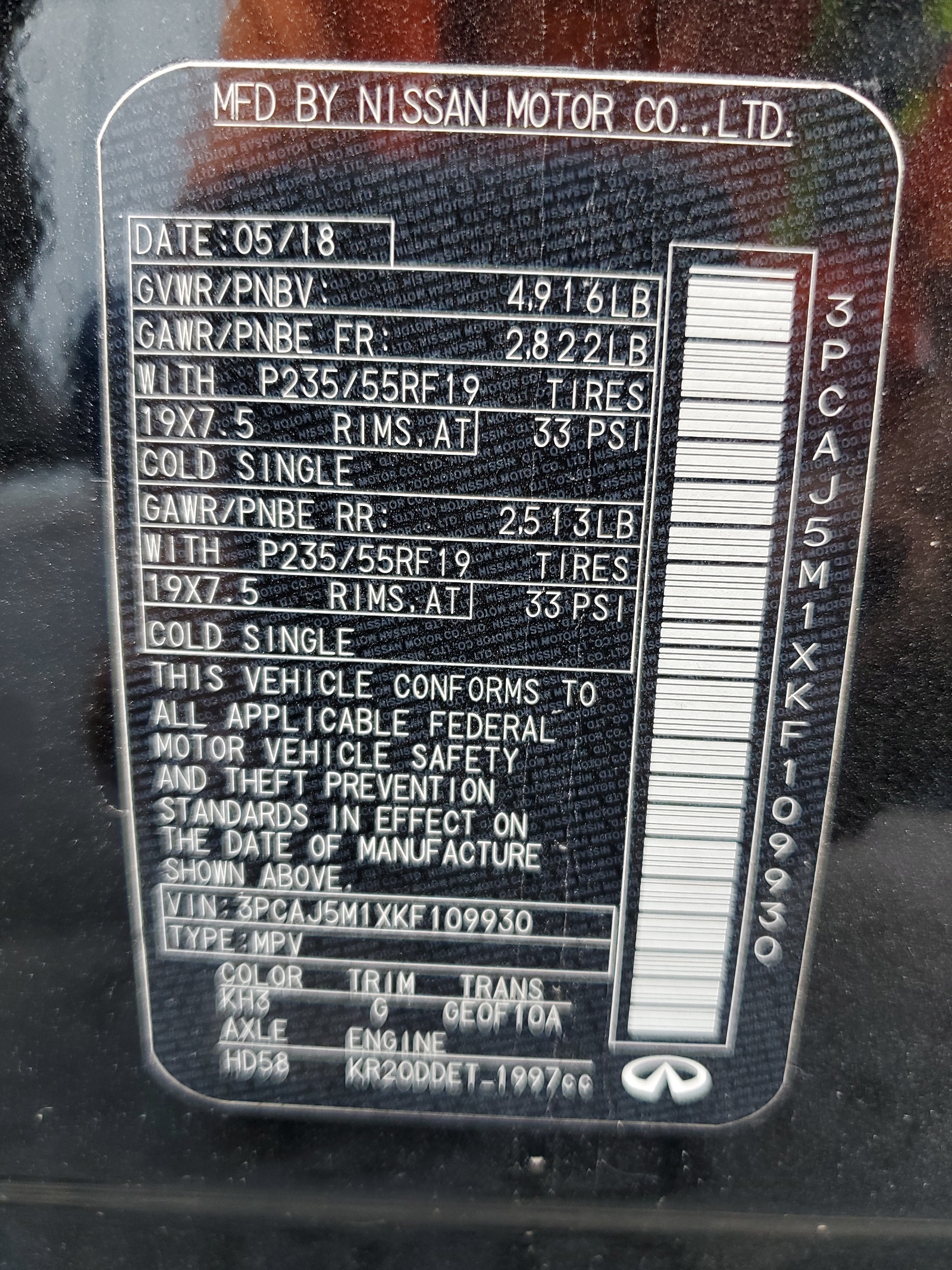 3PCAJ5M1XKF109930 2019 Infiniti Qx50 Essential