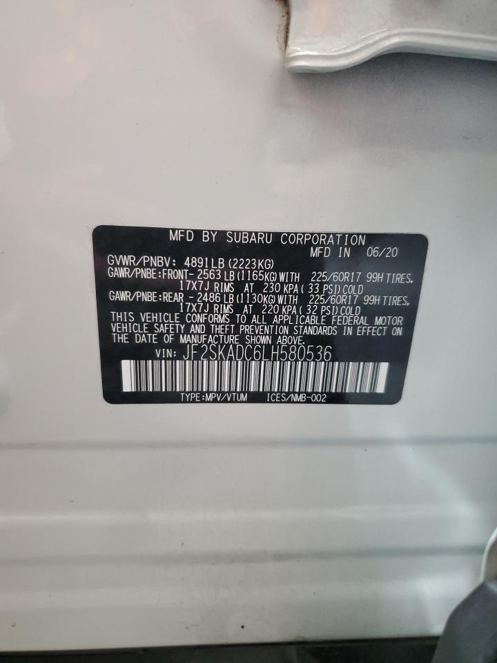 2020 Subaru Forester VIN: JF2SKADC6LH580536 Lot: 63459434
