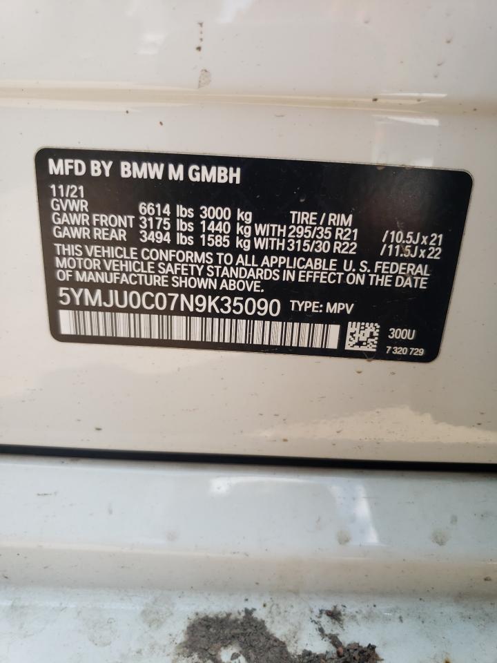 2022 BMW X5 M VIN: 5YMJU0C07N9K35090 Lot: 62894974