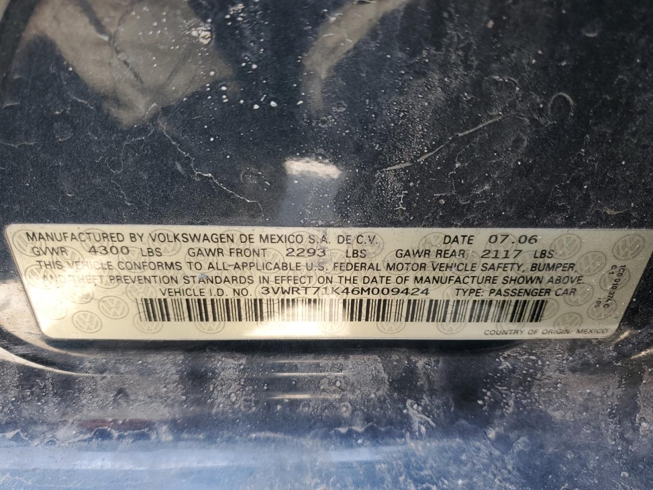 3VWRT71K46M009424 2006 Volkswagen Jetta Tdi