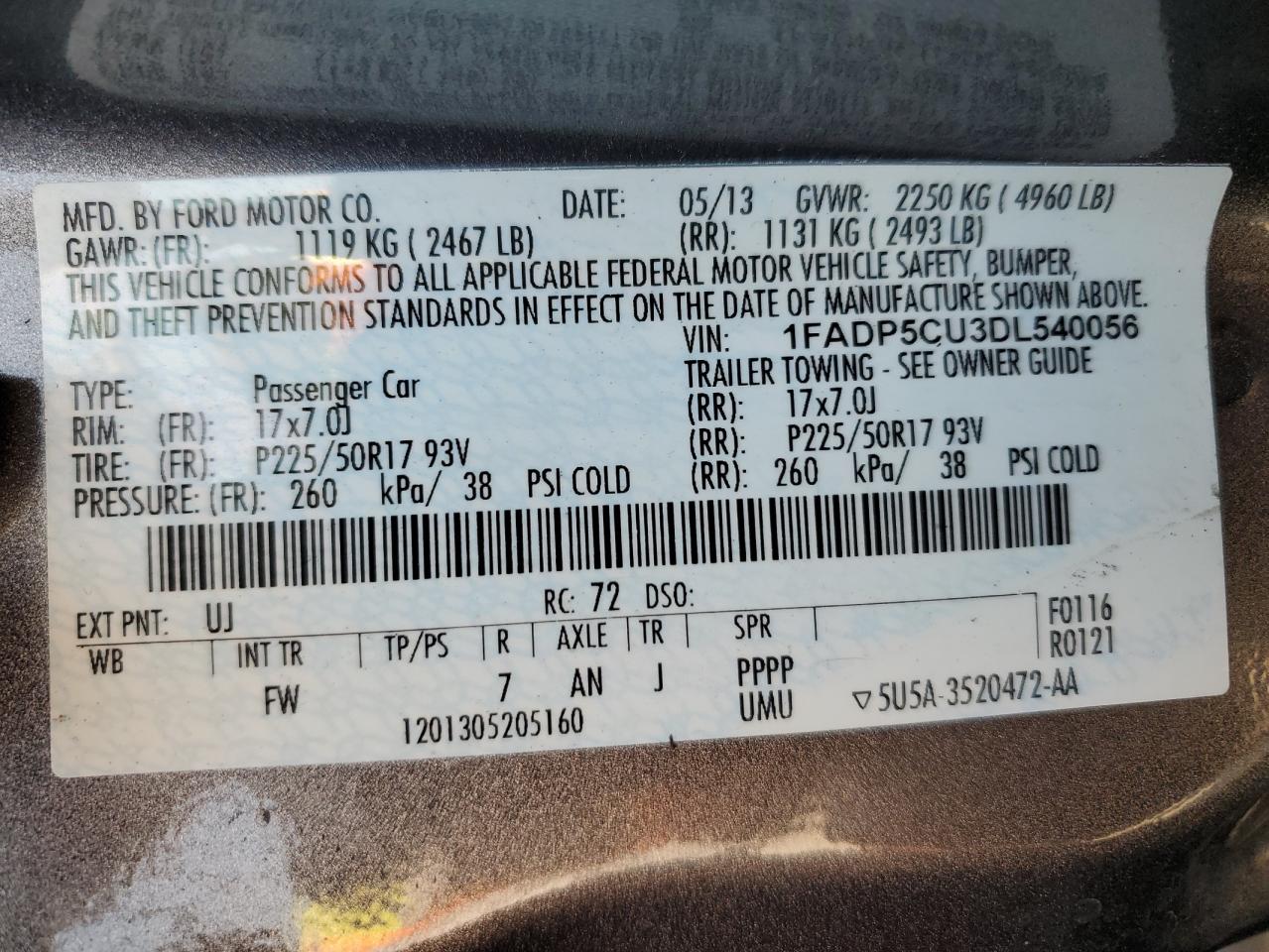 2013 Ford C-Max Premium VIN: 1FADP5CU3DL540056 Lot: 64484284