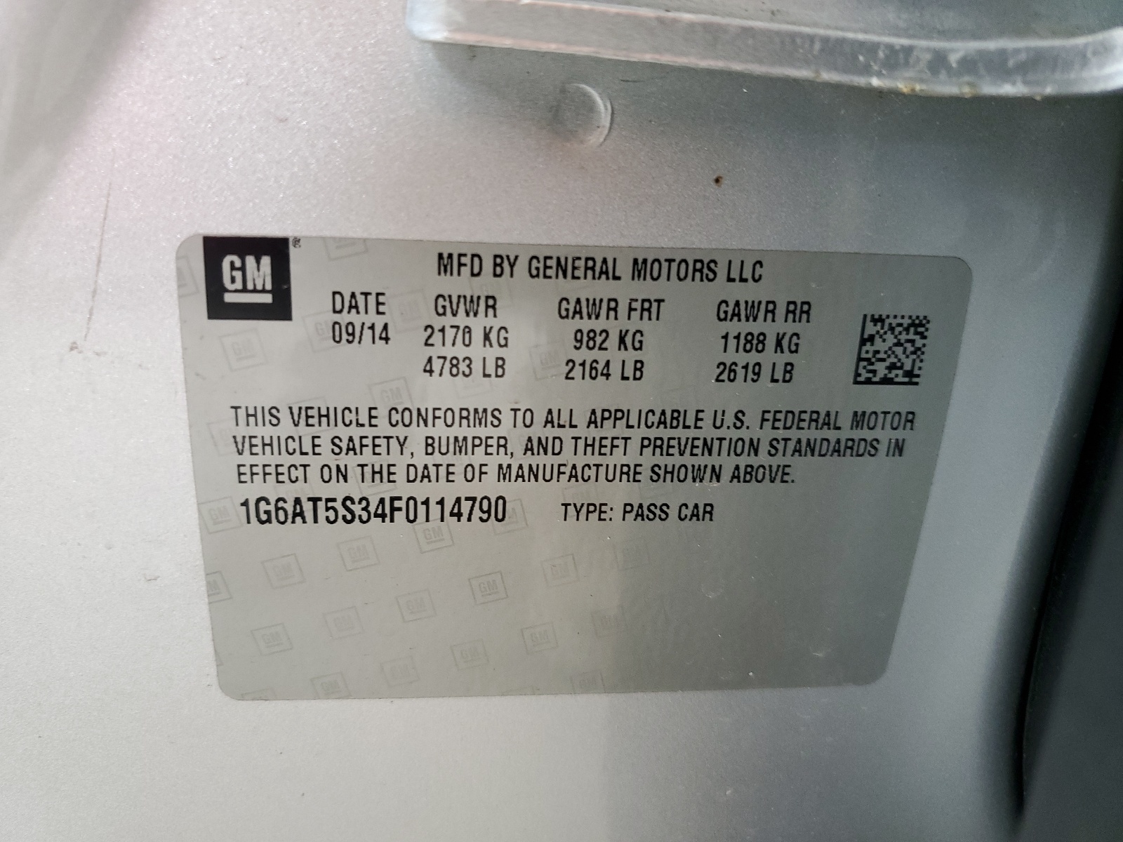 1G6AT5S34F0114790 2015 Cadillac Cts Premium Collection