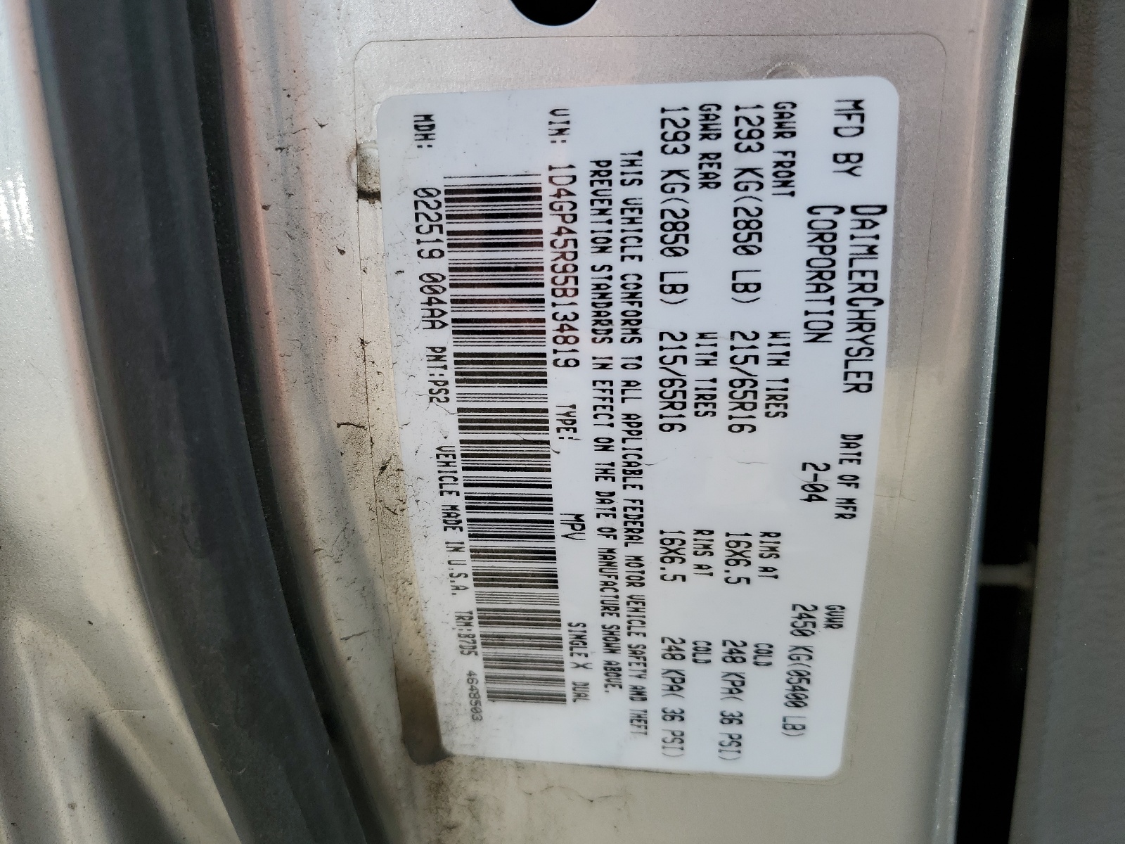 1D4GP45R95B134819 2005 Dodge Caravan Sxt