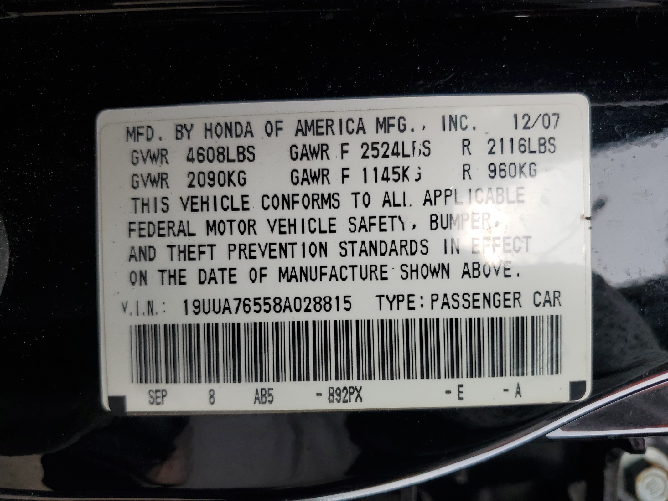 19UUA76558A028815 2008 Acura Tl Type S