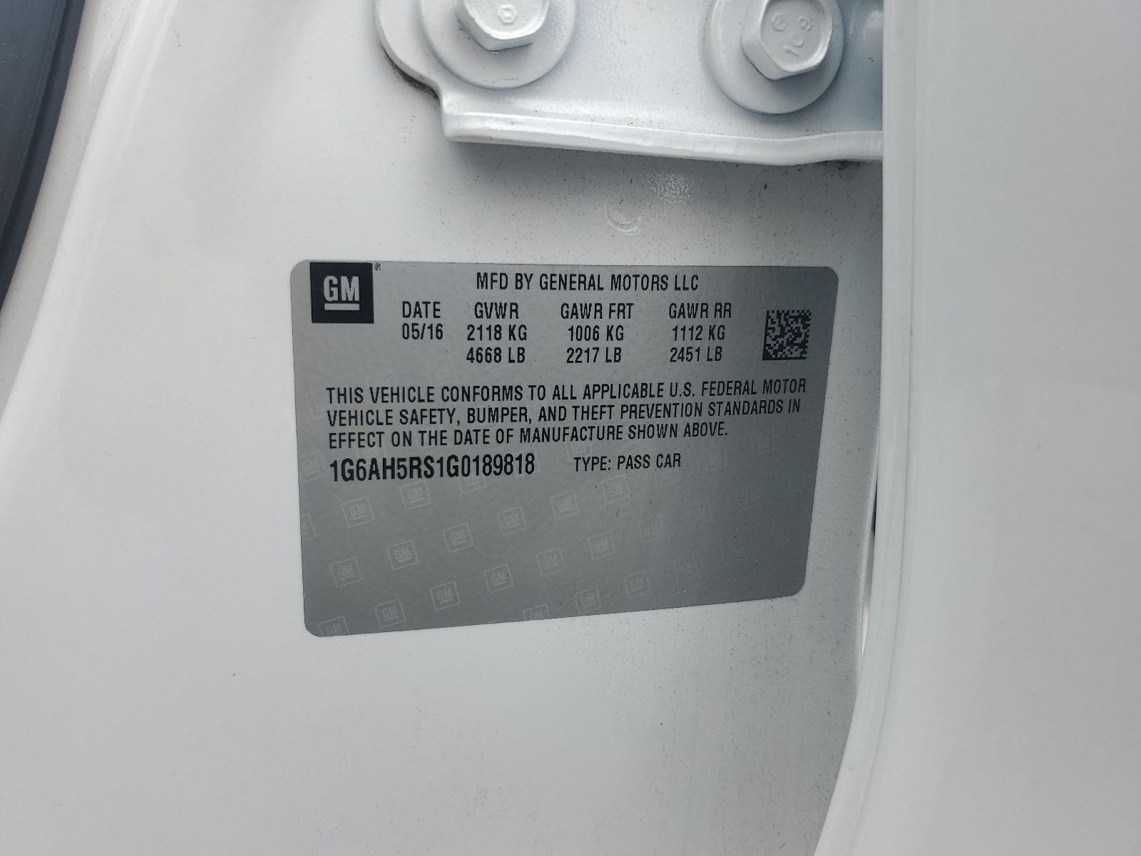 1G6AH5RS1G0189818 2016 Cadillac Ats Luxury