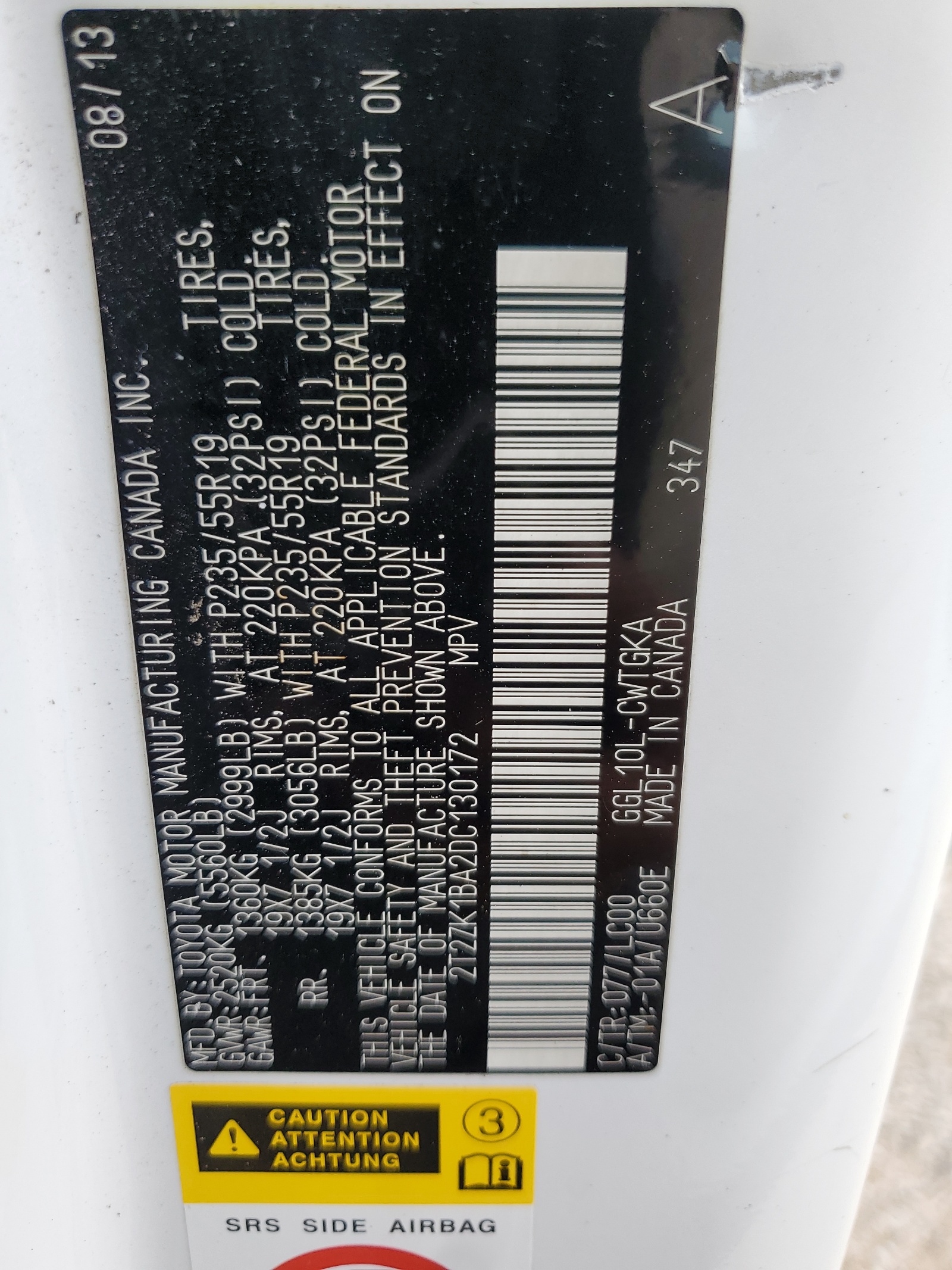 2T2ZK1BA2DC130172 2013 Lexus Rx 350