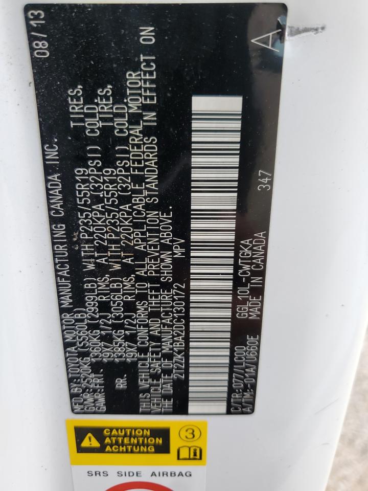 2013 Lexus Rx 350 VIN: 2T2ZK1BA2DC130172 Lot: 64311274