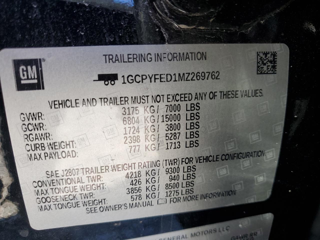 2021 Chevrolet Silverado K1500 Lt Trail Boss VIN: 1GCPYFED1MZ269762 Lot: 61462384