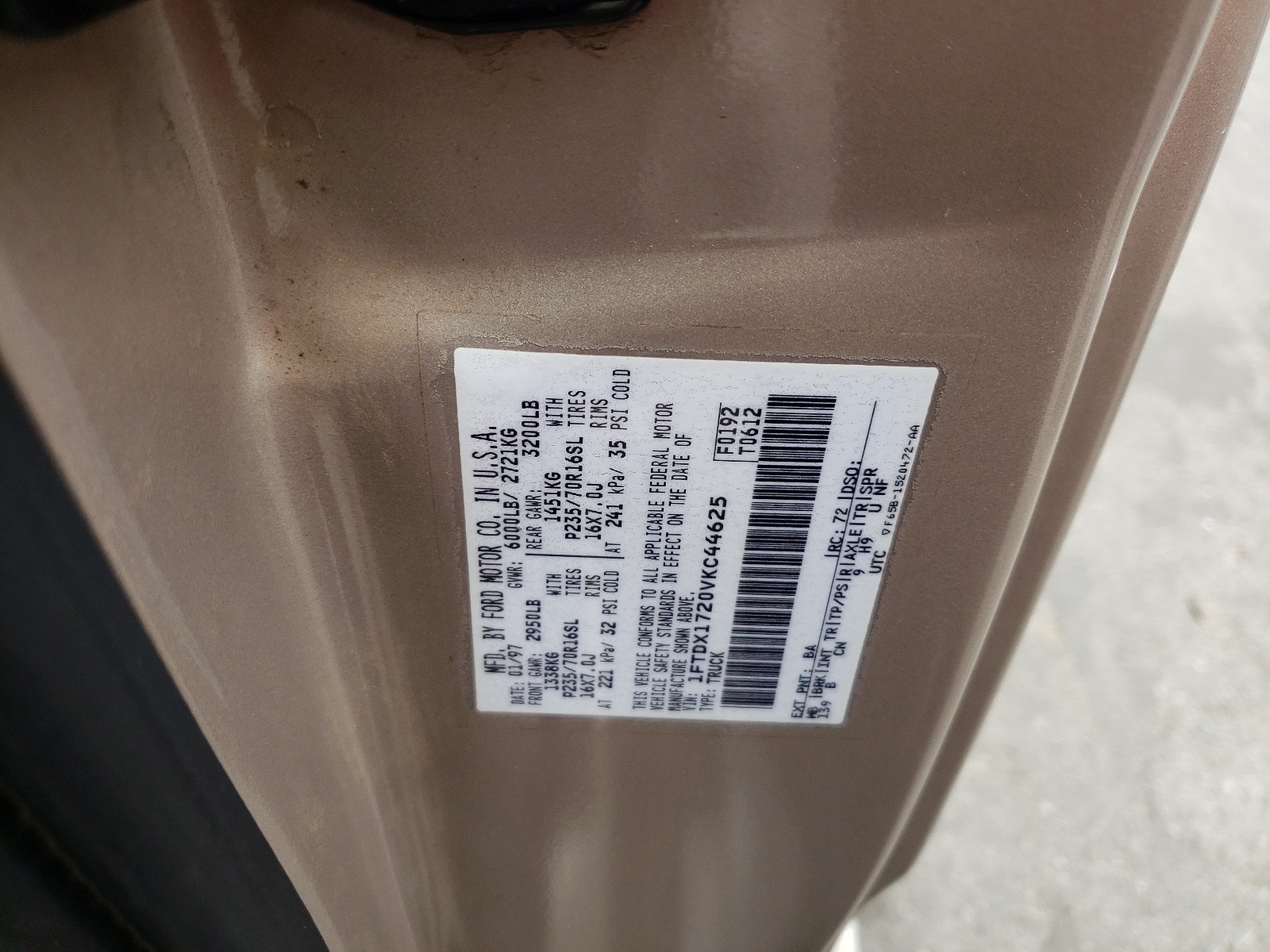 1FTDX1720VKC44625 1997 Ford F150