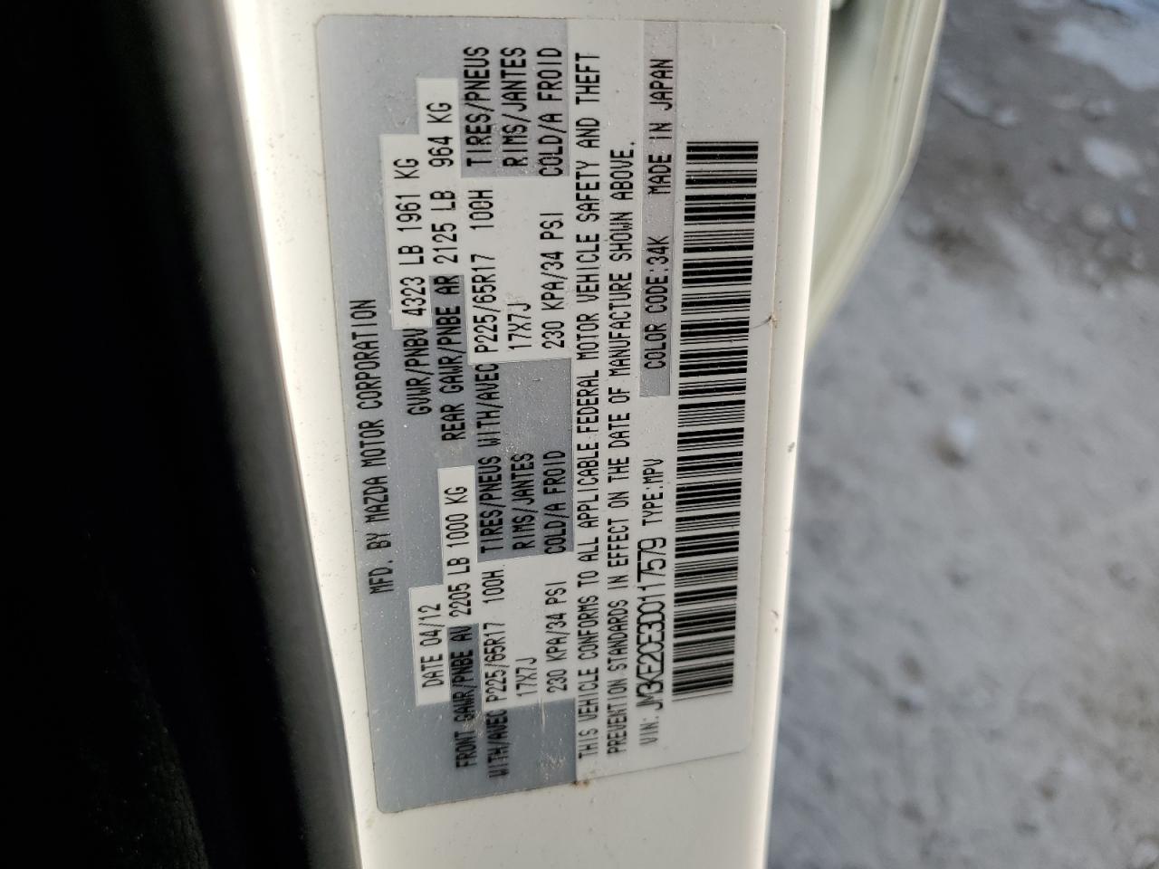 2013 Mazda Cx-5 Touring VIN: JM3KE2CE3D0117579 Lot: 63432464