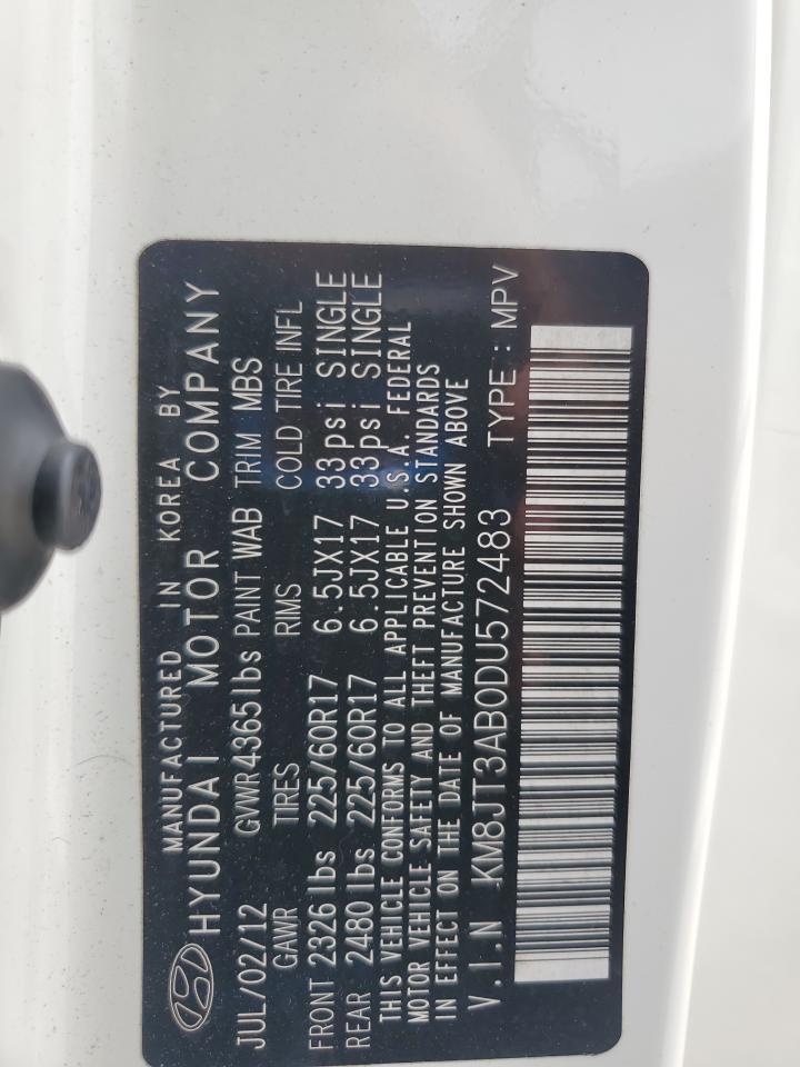 2013 Hyundai Tucson Gl VIN: KM8JT3AB0DU572483 Lot: 62480734