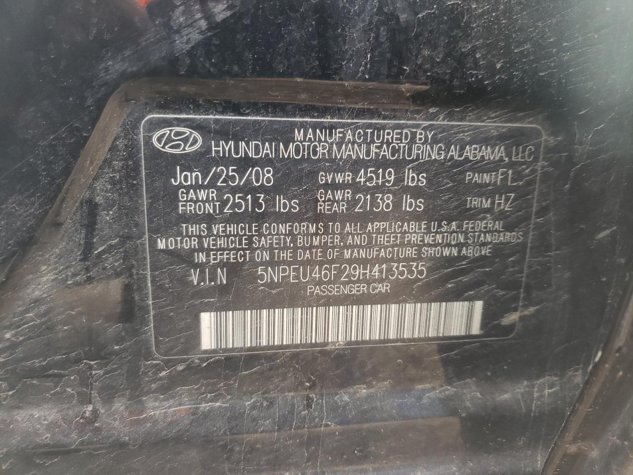 2009 Hyundai Sonata Se VIN: 5NPEU46F29H413535 Lot: 61896054