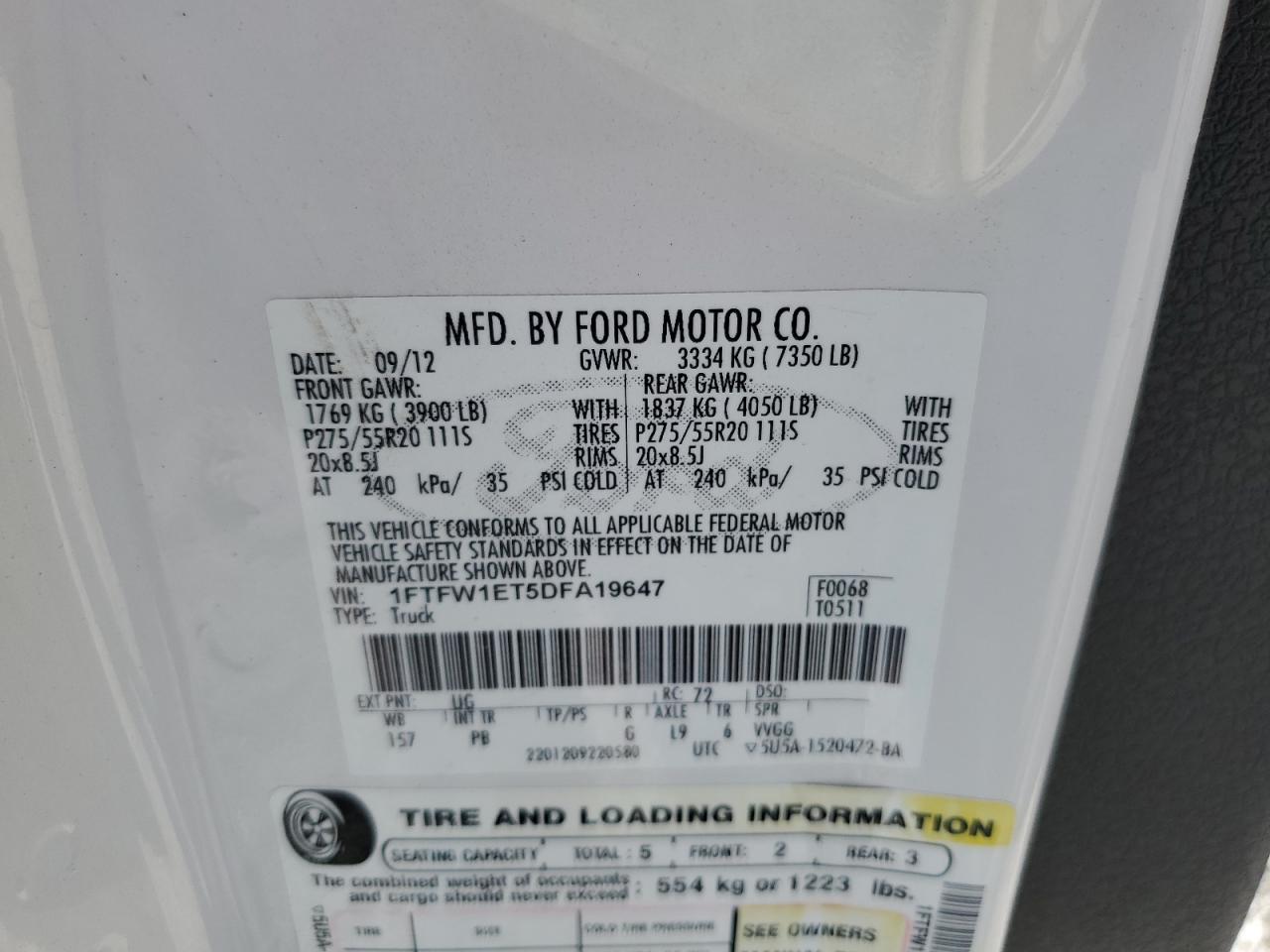 1FTFW1ET5DFA19647 2013 Ford F150 Supercrew