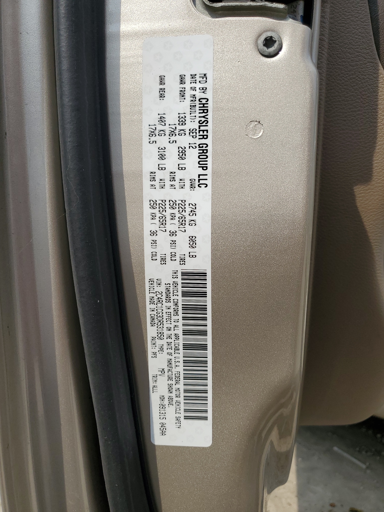 2C4RC1CG3DR531850 2013 Chrysler Town & Country Touring L