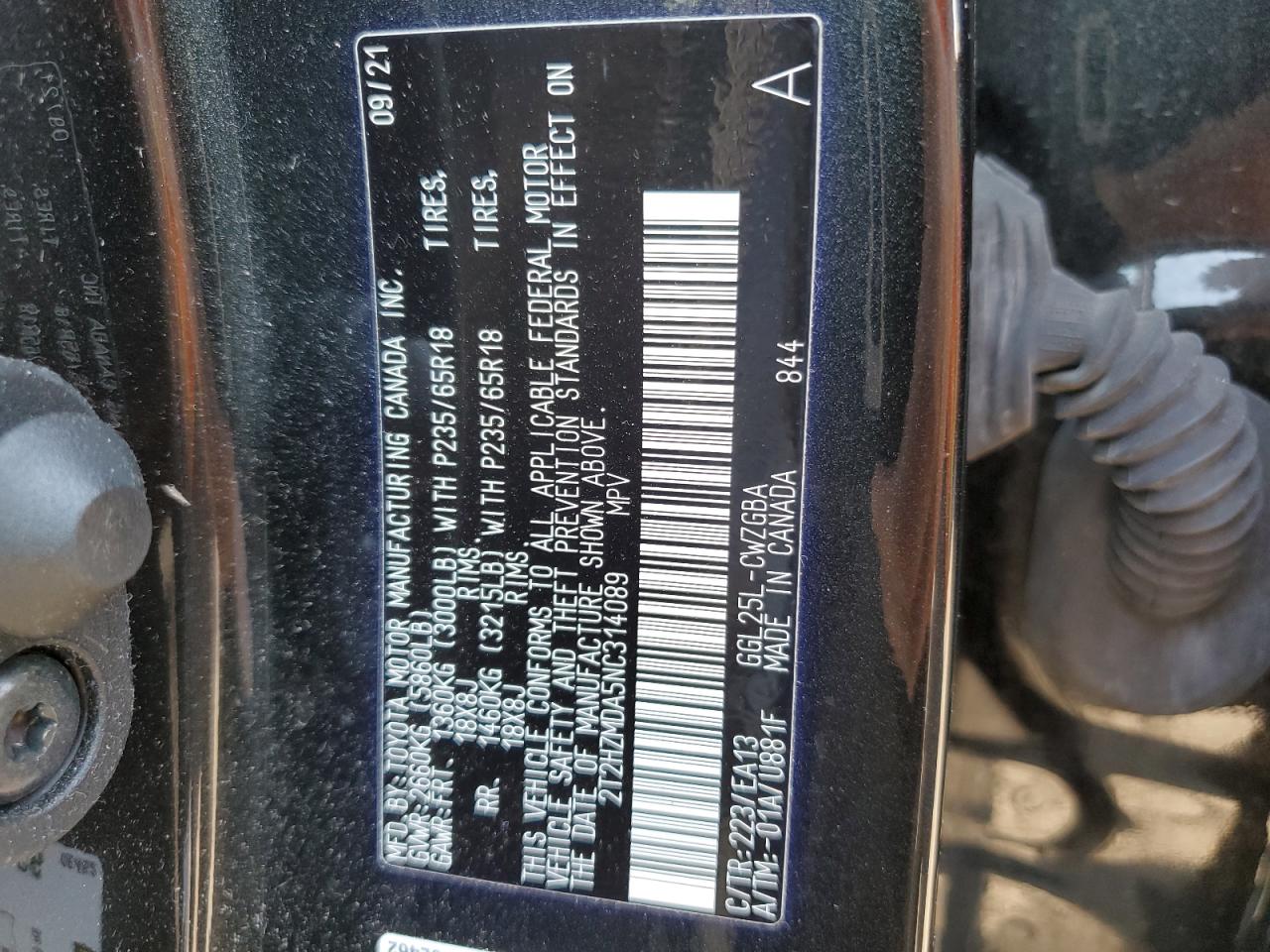 2022 Lexus Rx 350 VIN: 2T2HZMDA5NC314089 Lot: 63593604