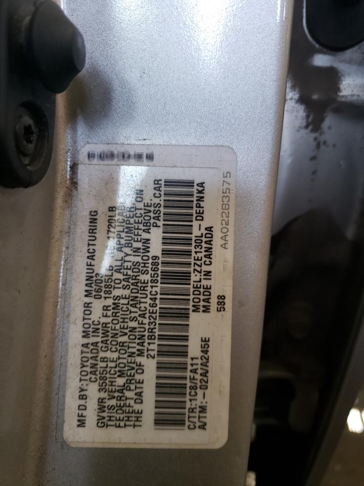 2004 Toyota Corolla Ce VIN: 2T1BR32E64C185689 Lot: 63311094