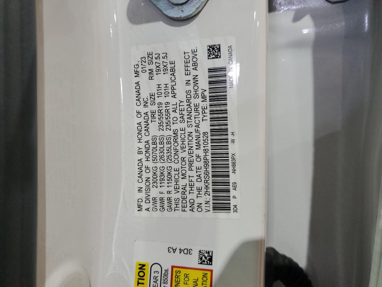 2023 Honda Cr-V Sport Touring VIN: 2HKRS6H98PH810528 Lot: 61764374