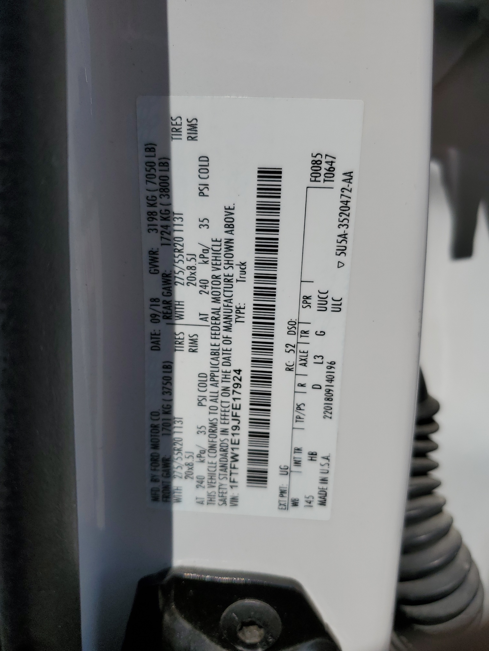 1FTFW1E19JFE17924 2018 Ford F150 Supercrew