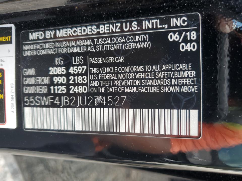 55SWF4JB2JU274527 2018 Mercedes-Benz C 300