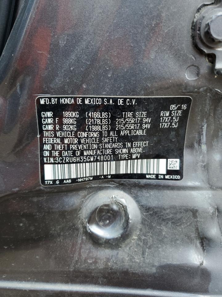 2016 Honda Hr-V Lx VIN: 3CZRU6H35GM748001 Lot: 63843604