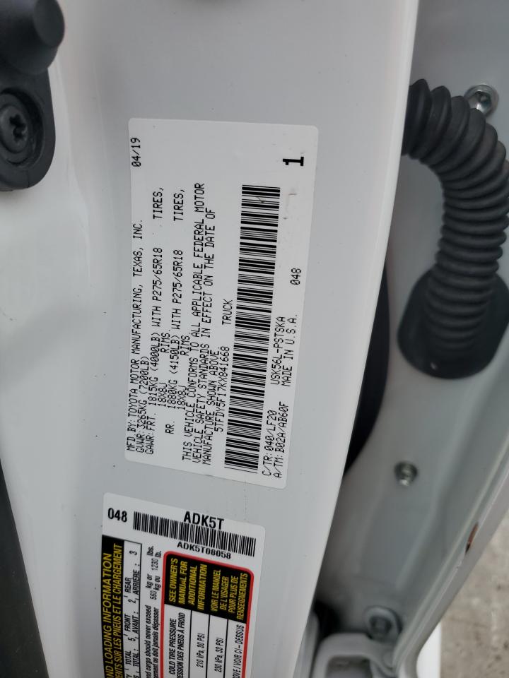 2019 Toyota Tundra Crewmax Sr5 VIN: 5TFDY5F17KX841668 Lot: 65154674
