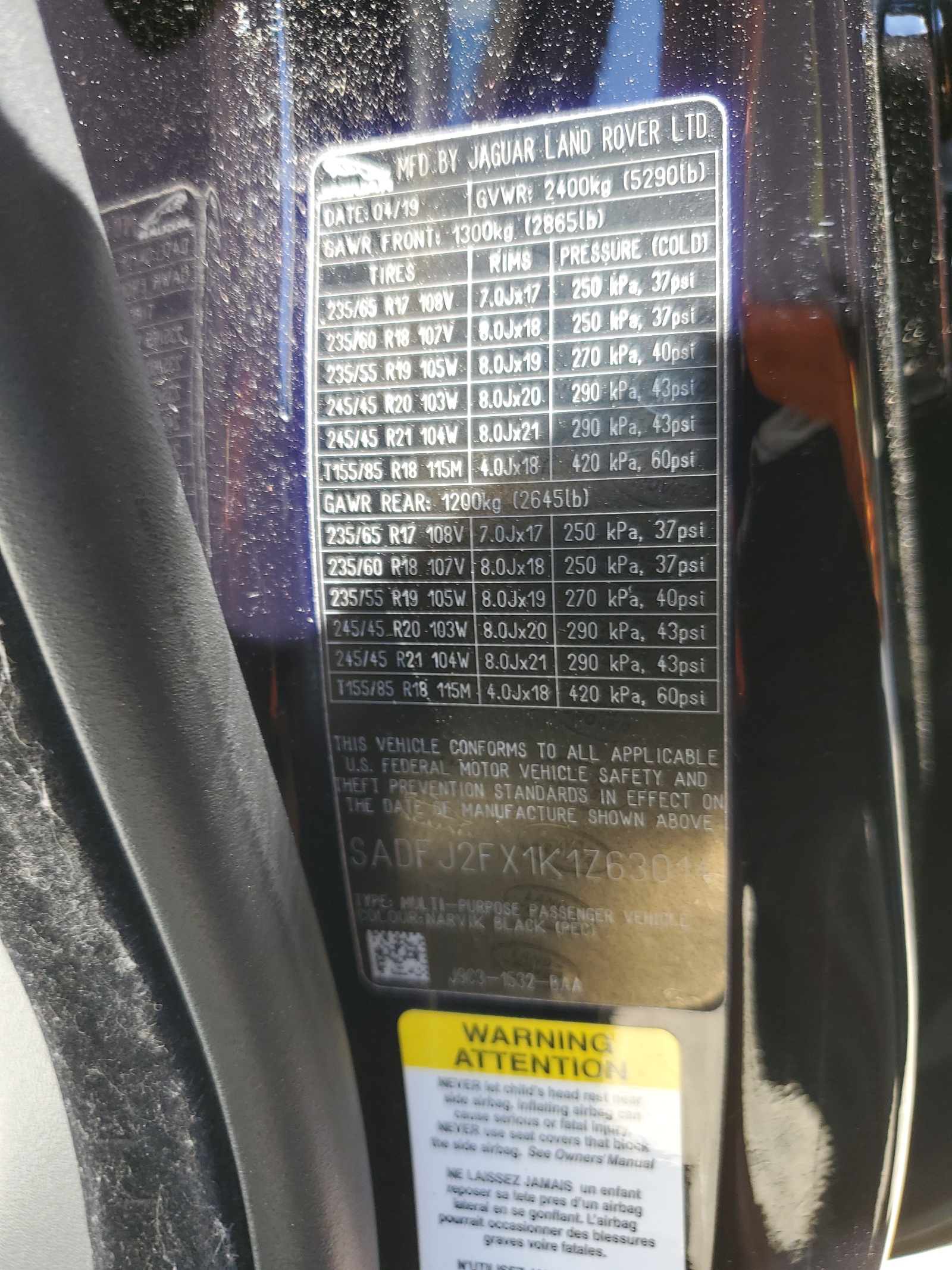 SADFJ2FX1K1Z63014 2019 Jaguar E-Pace S