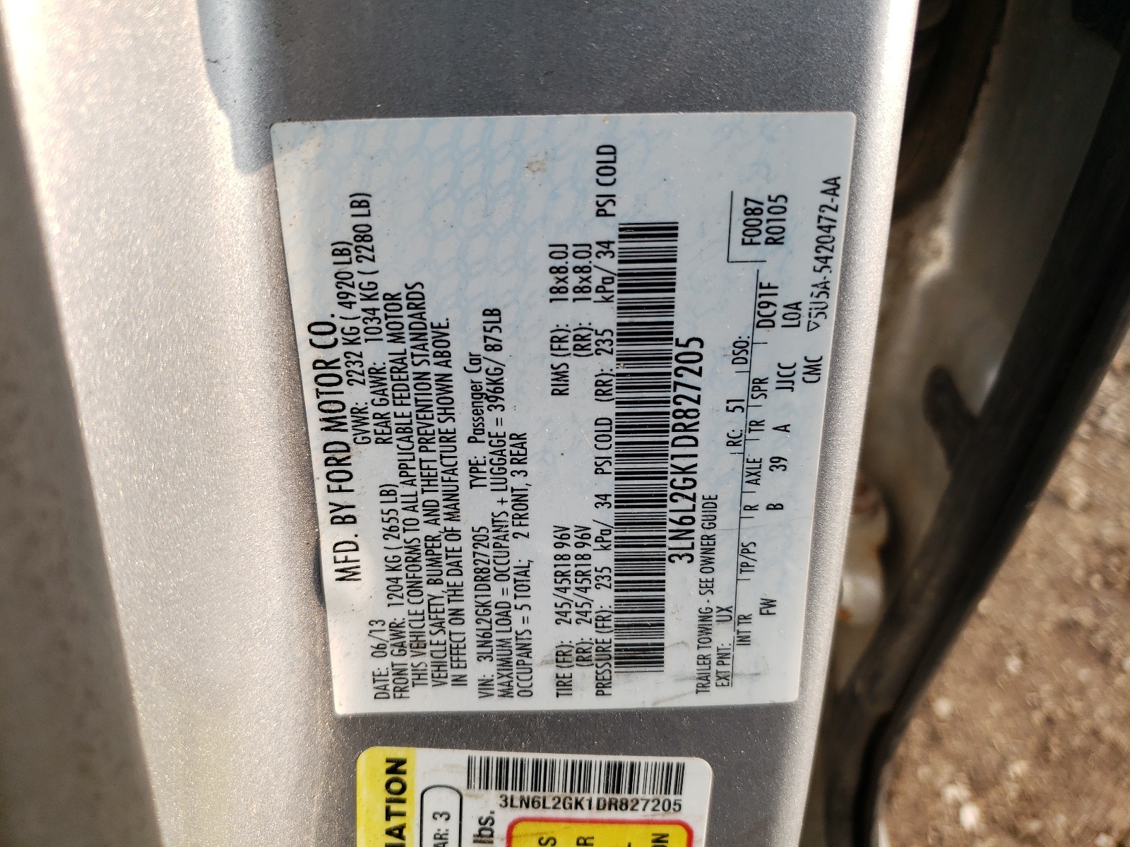 3LN6L2GK1DR827205 2013 Lincoln Mkz