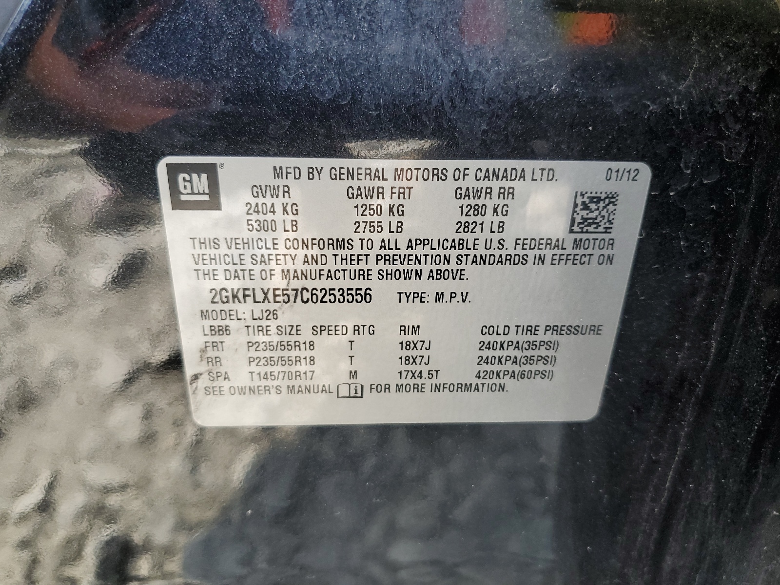 2GKFLXE57C6253556 2012 GMC Terrain Slt