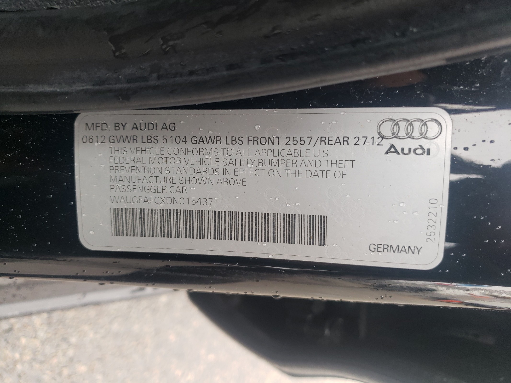 WAUGFAFCXDN015437 2013 Audi A6 Premium Plus