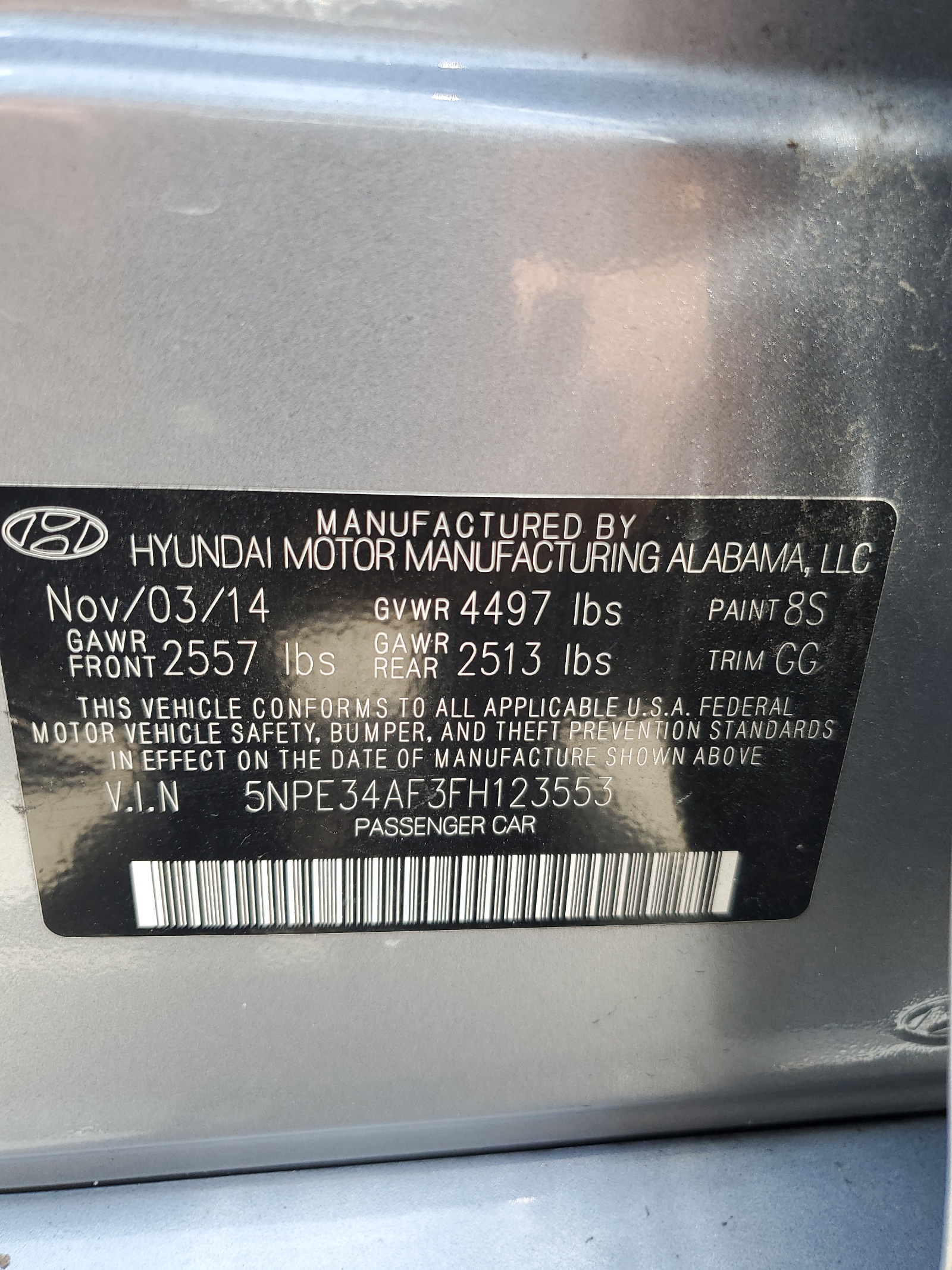 5NPE34AF3FH123553 2015 Hyundai Sonata Sport