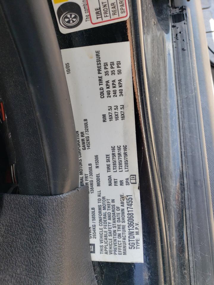 2006 Hummer H3 VIN: 5GTDN136068174551 Lot: 63544874