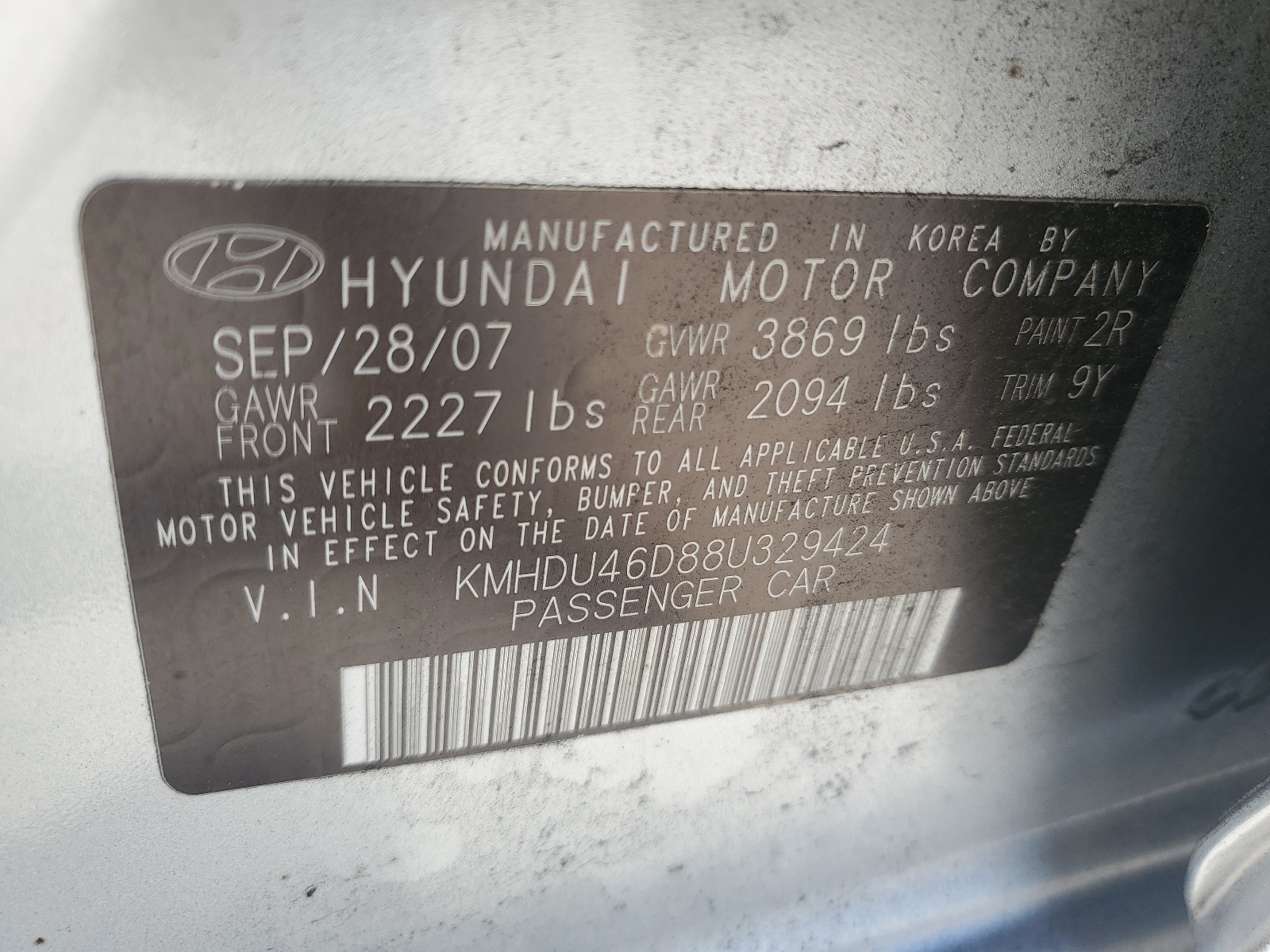 KMHDU46D88U329424 2008 Hyundai Elantra Gls