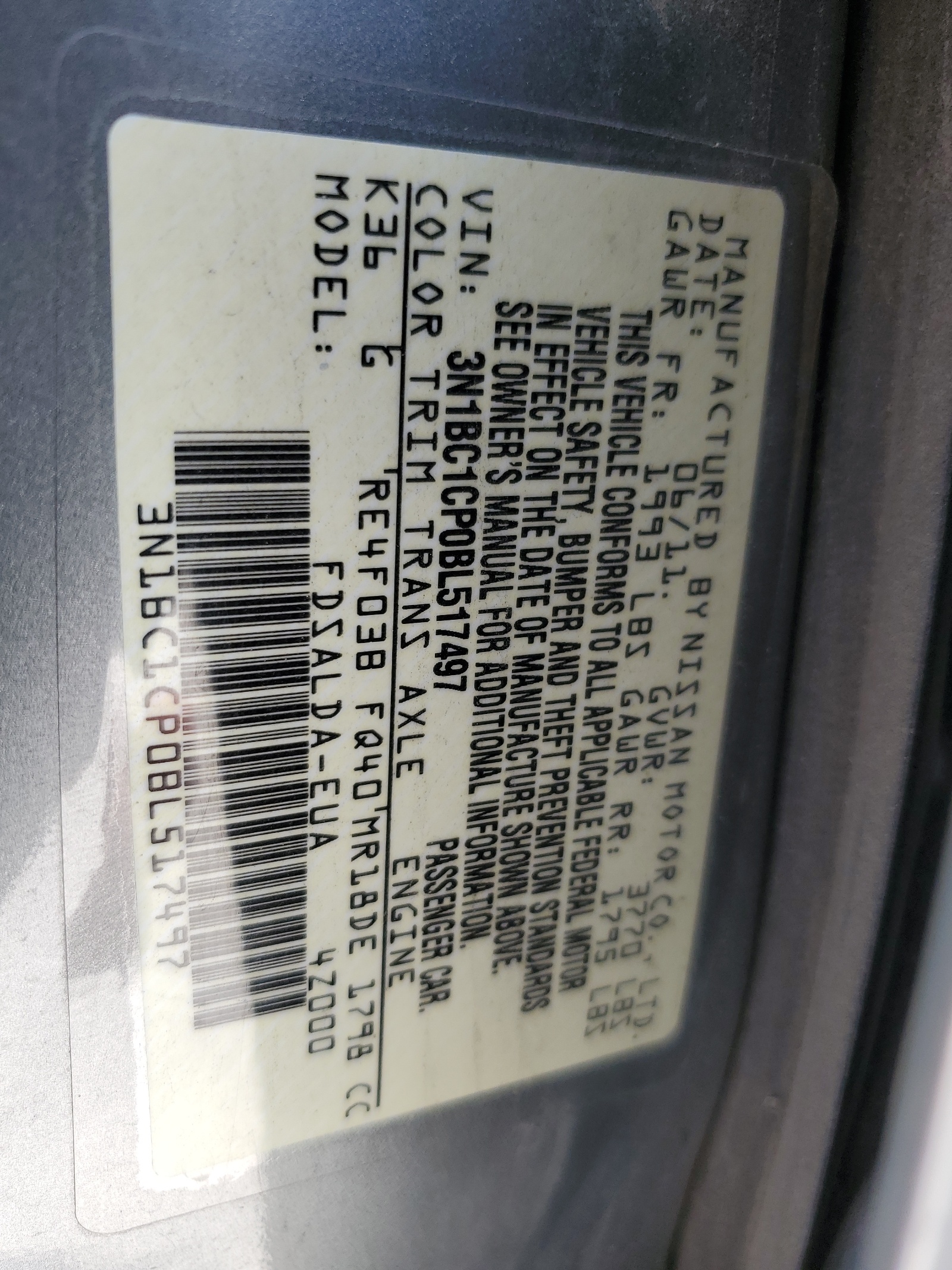 3N1BC1CP0BL517497 2011 Nissan Versa S