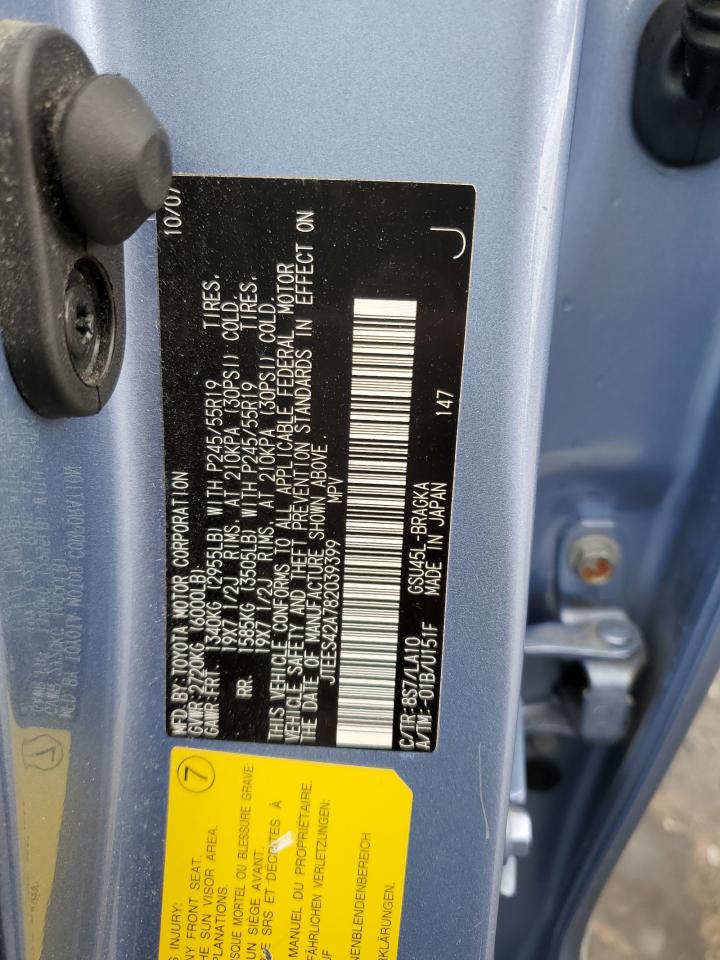 2008 Toyota Highlander Limited VIN: JTEES42A782039399 Lot: 63256734