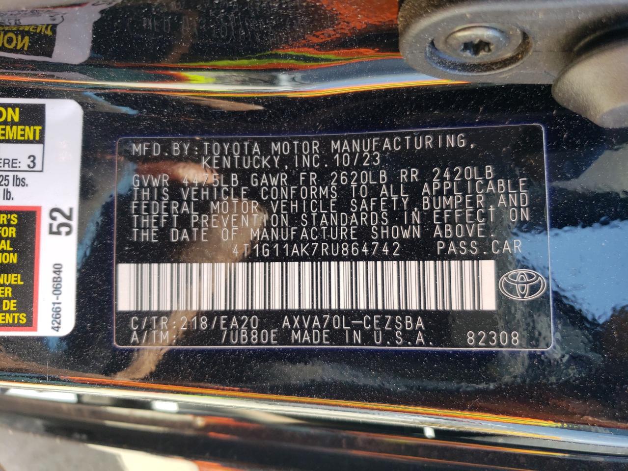 4T1G11AK7RU864742 2024 TOYOTA CAMRY - Image 14