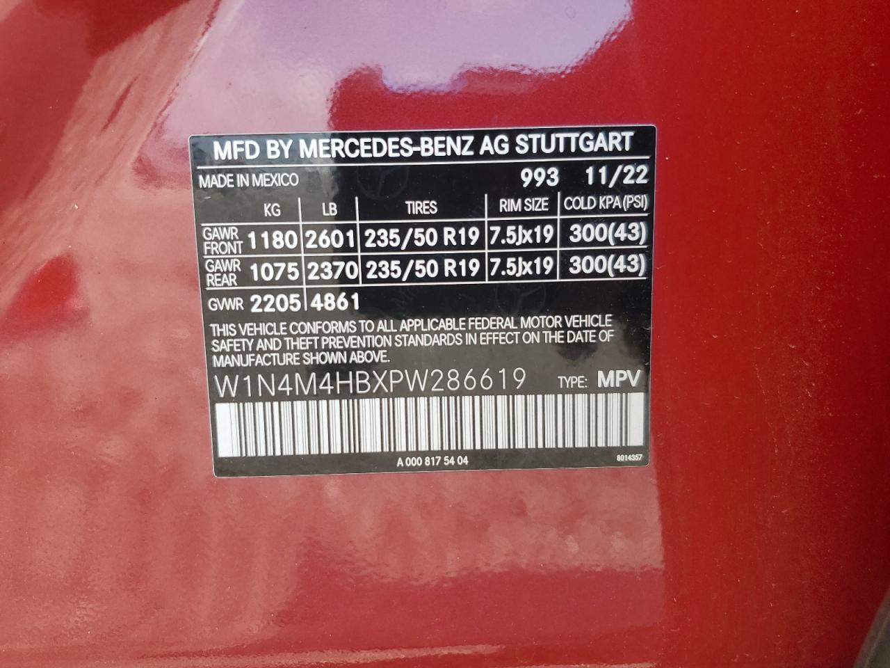 2023 Mercedes-Benz Glb 250 4Matic VIN: W1N4M4HBXPW286619 Lot: 64575284