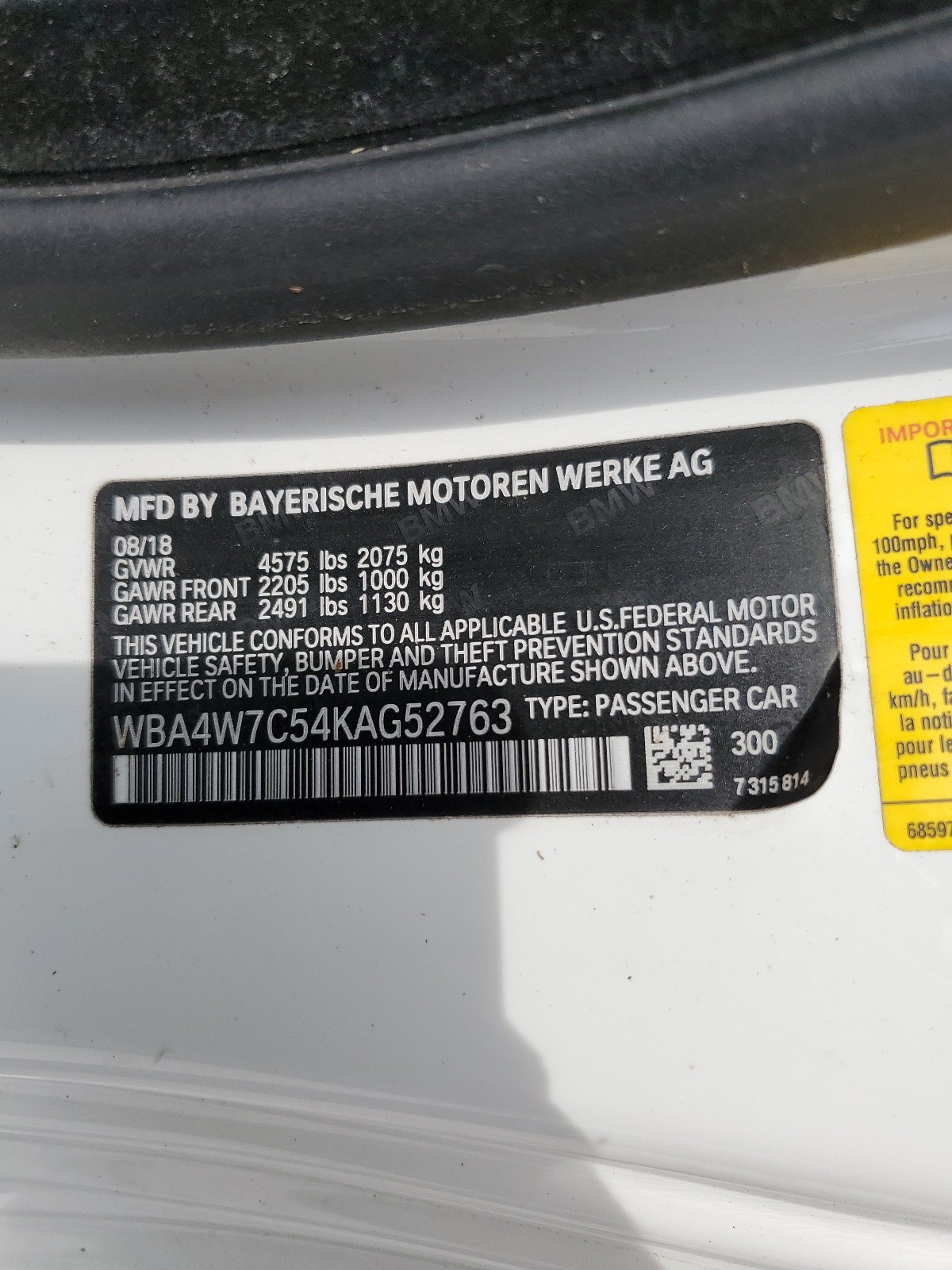 WBA4W7C54KAG52763 2019 BMW 440I