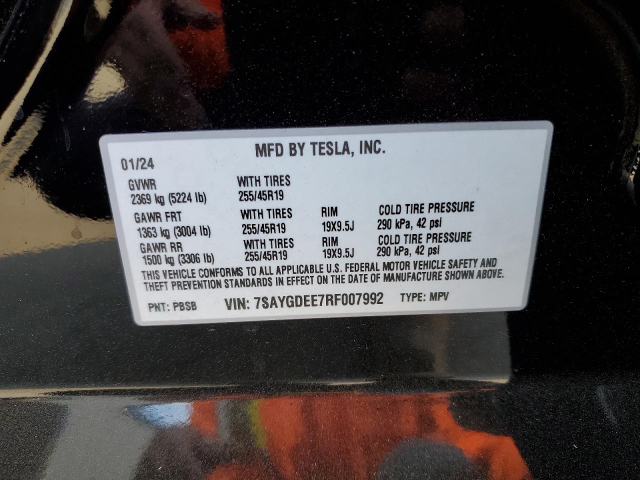 7SAYGDEE7RF007992 2024 Tesla Model Y