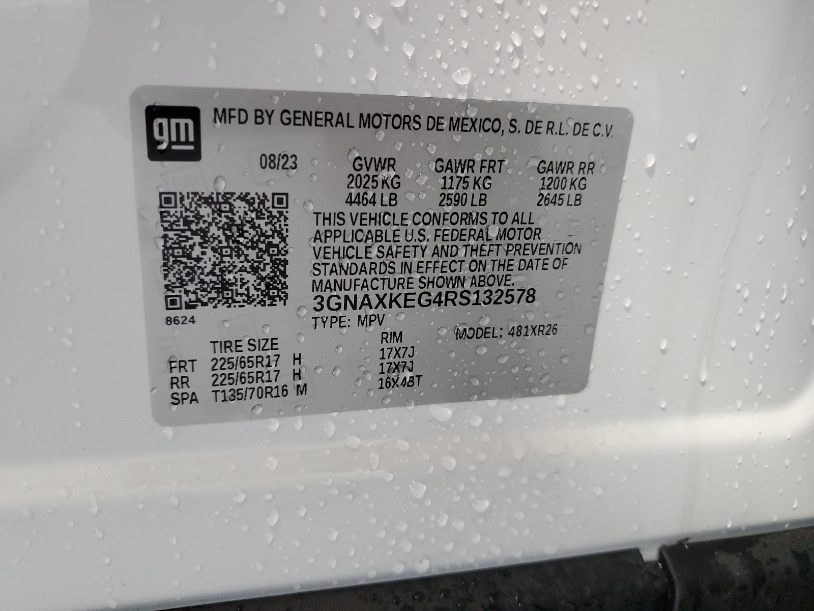 3GNAXKEG4RS132578 2024 Chevrolet Equinox Lt