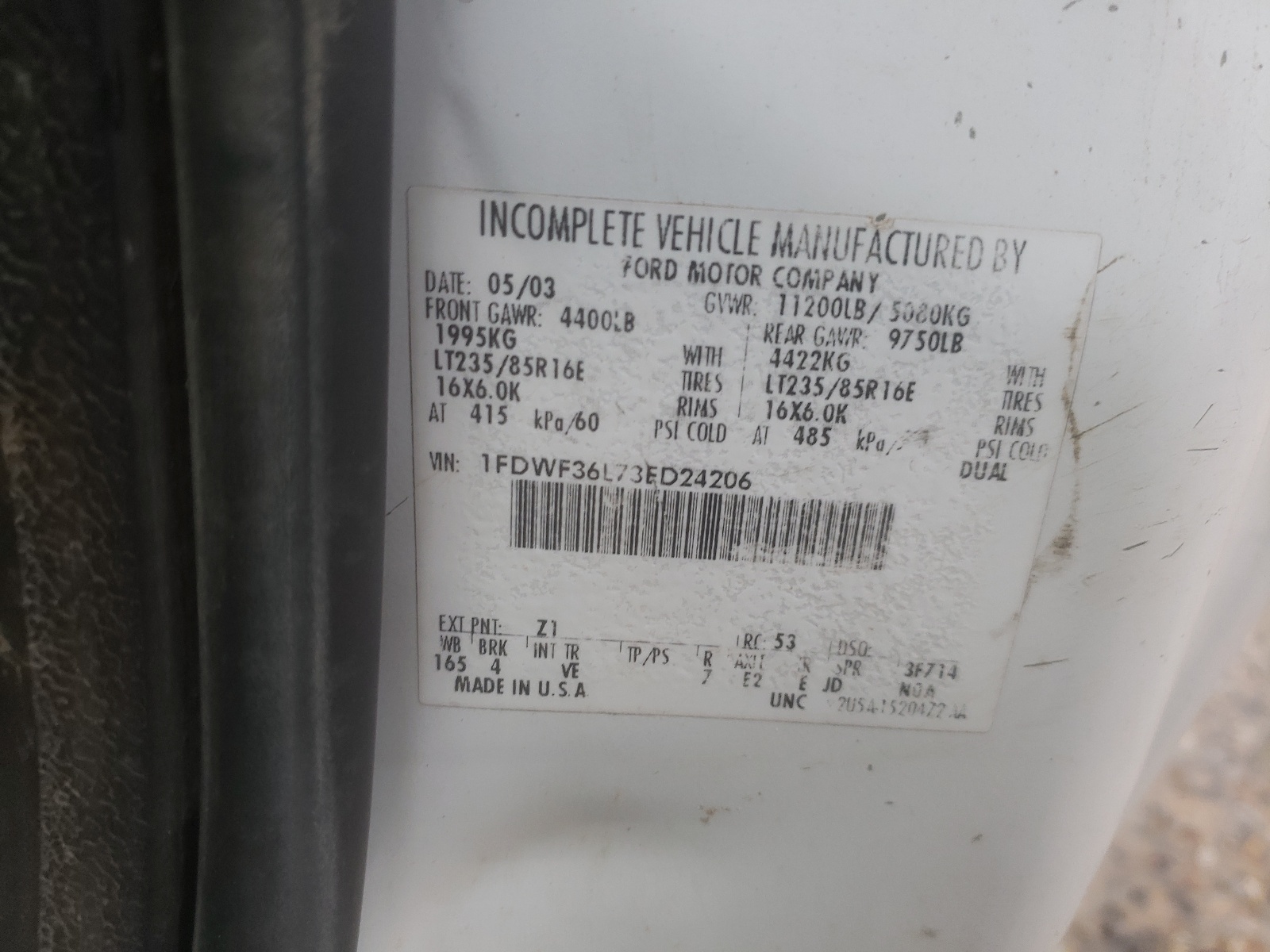 1FDWF36L73ED24206 2003 Ford F350 Super Duty