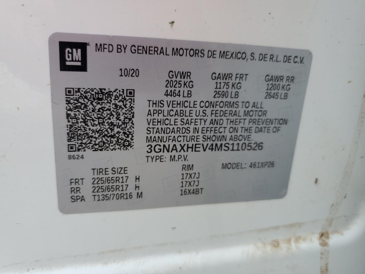 3GNAXHEV4MS110527 2021 Chevrolet Equinox Ls