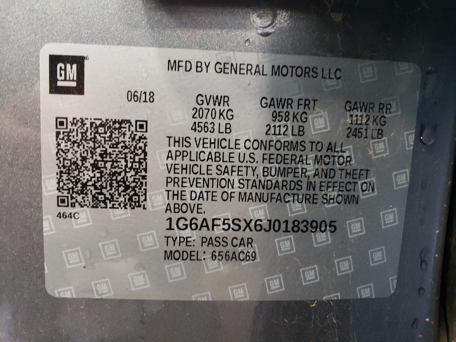 1G6AF5SX6J0183905 2018 Cadillac Ats Luxury