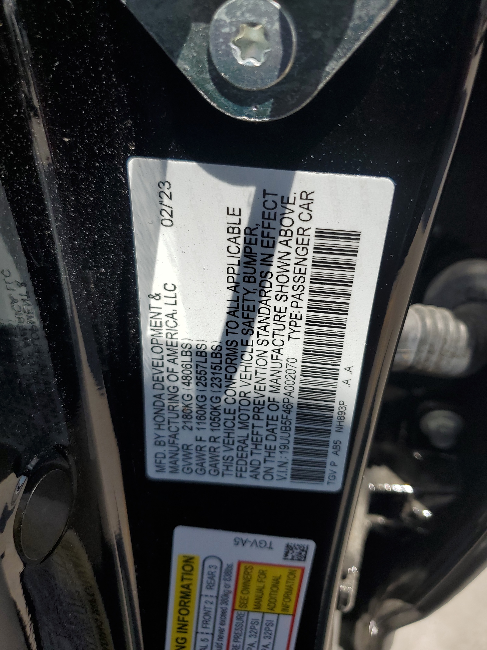 19UUB5F46PA002070 2023 Acura Tlx Technology