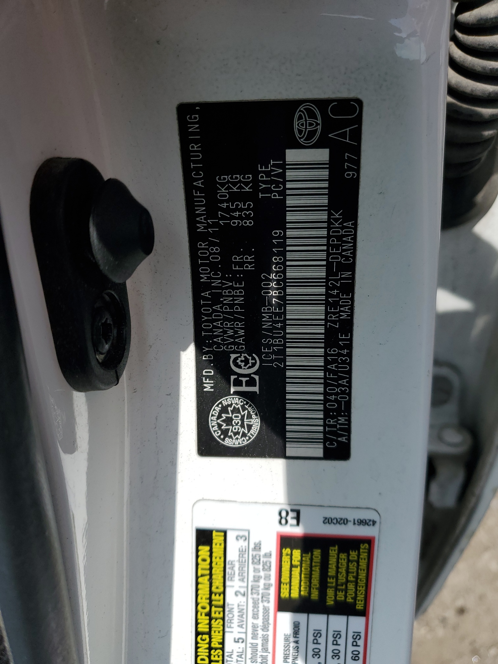 2T1BU4EE7BC668119 2011 Toyota Corolla Base