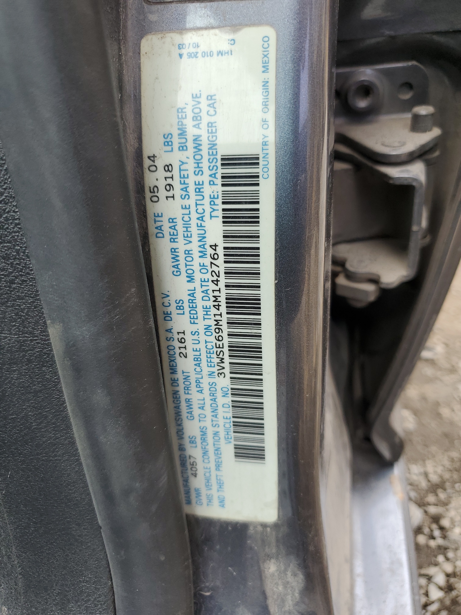 3VWSE69M14M142764 2004 Volkswagen Jetta Gls