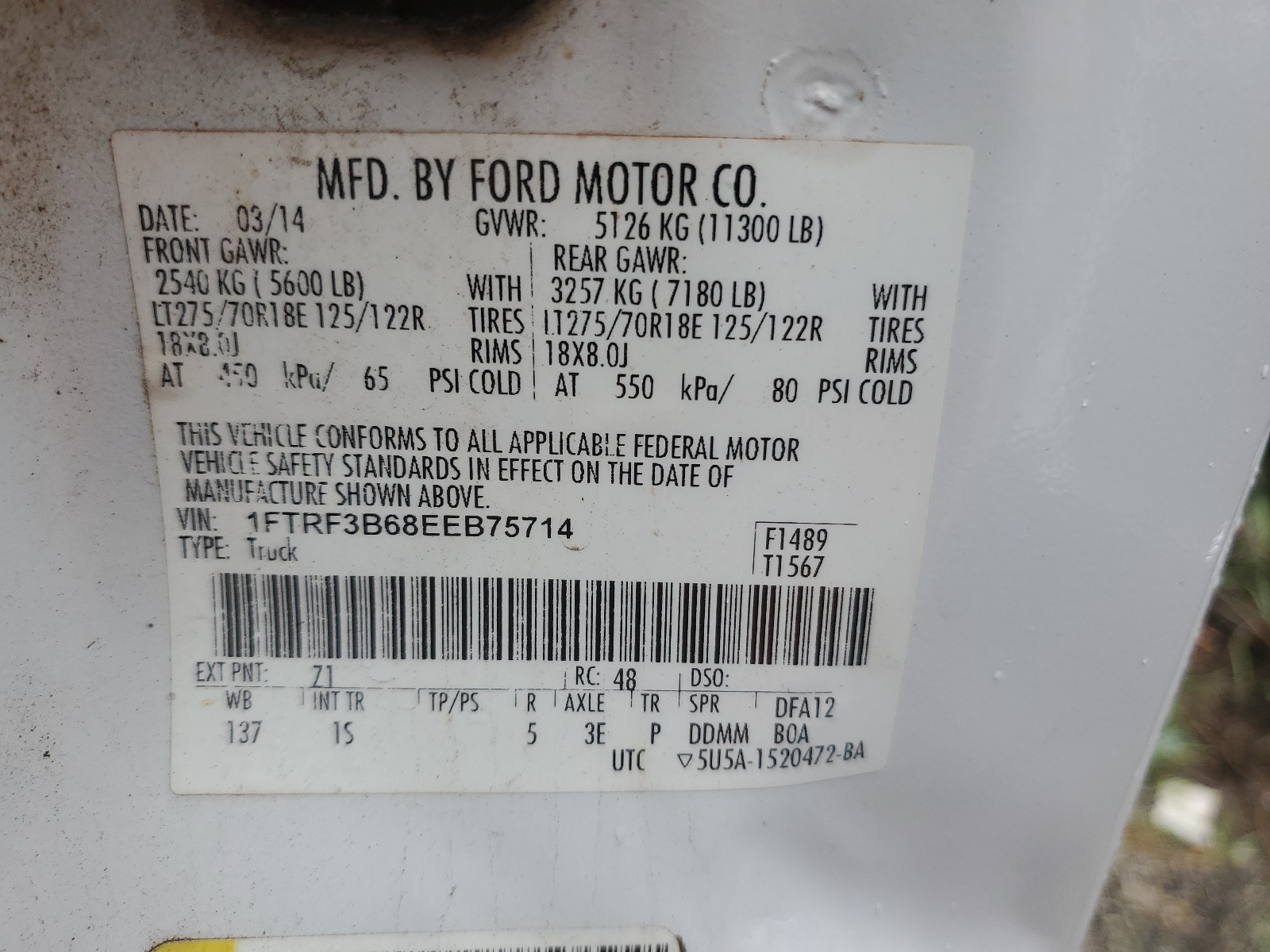 1FTRF3B68EEB75714 2014 Ford F350 Super Duty