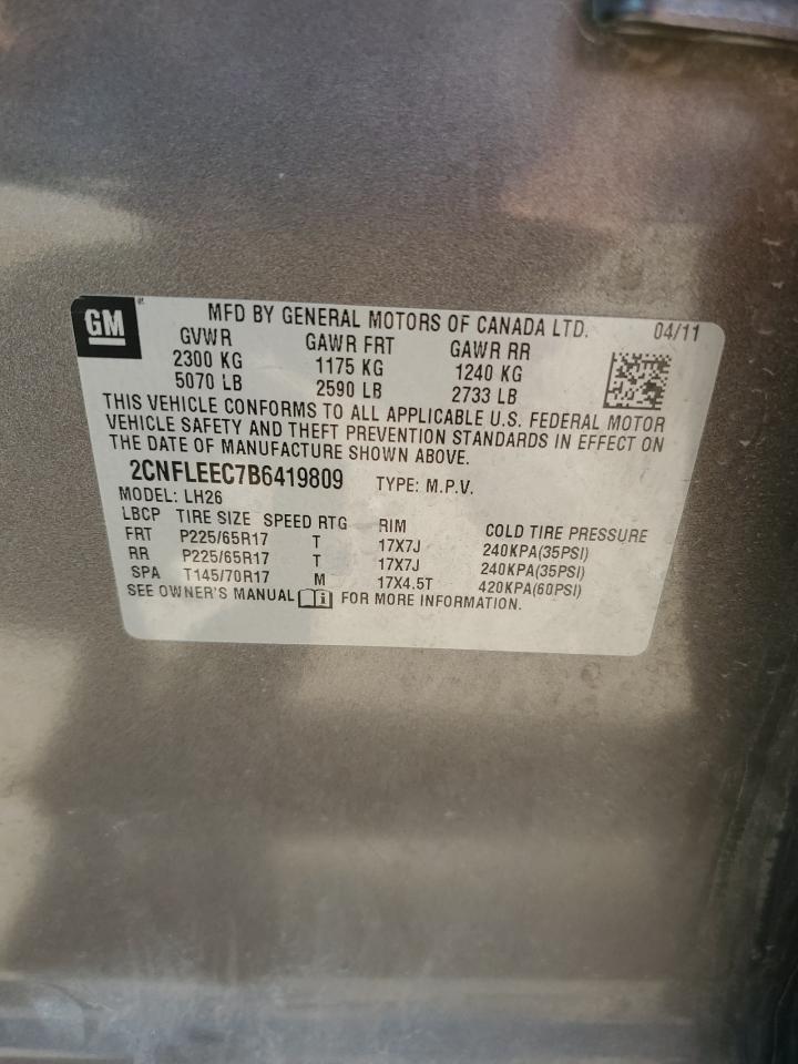 2011 Chevrolet Equinox Lt VIN: 2CNFLEEC7B6419809 Lot: 62367484