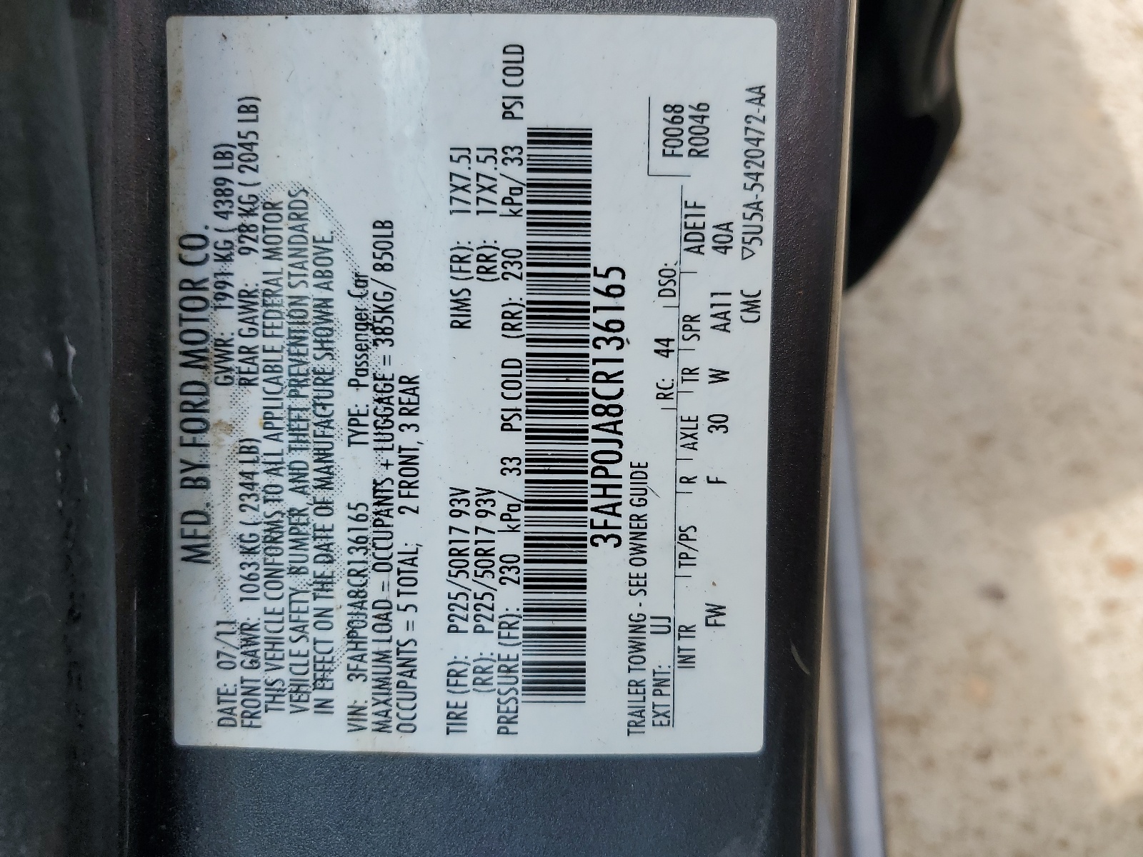 2012 Ford Fusion Sel vin: 3FAHP0JA8CR136165