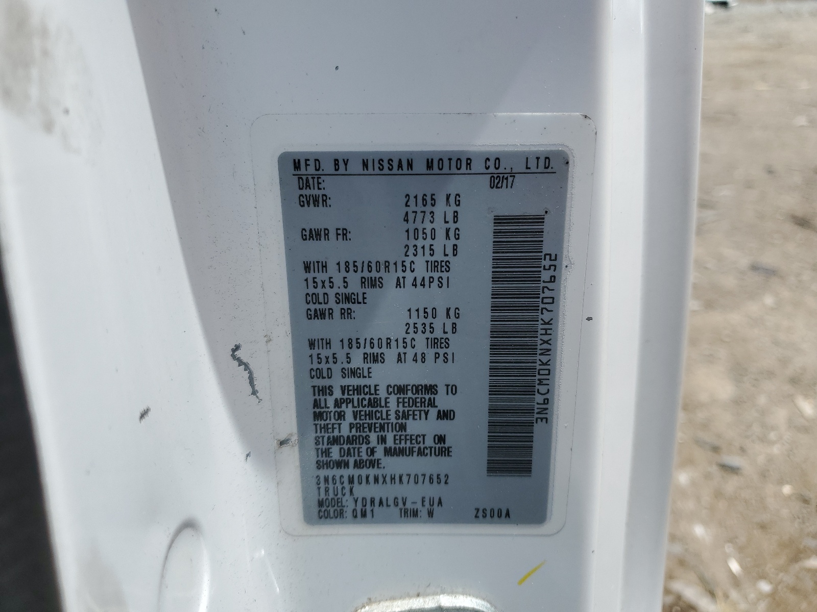 3N6CM0KNXHK707652 2017 Nissan Nv200 2.5S